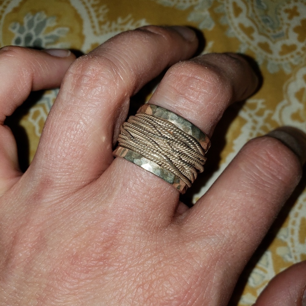 Sterling Silver Hammered Cigar Band Ring